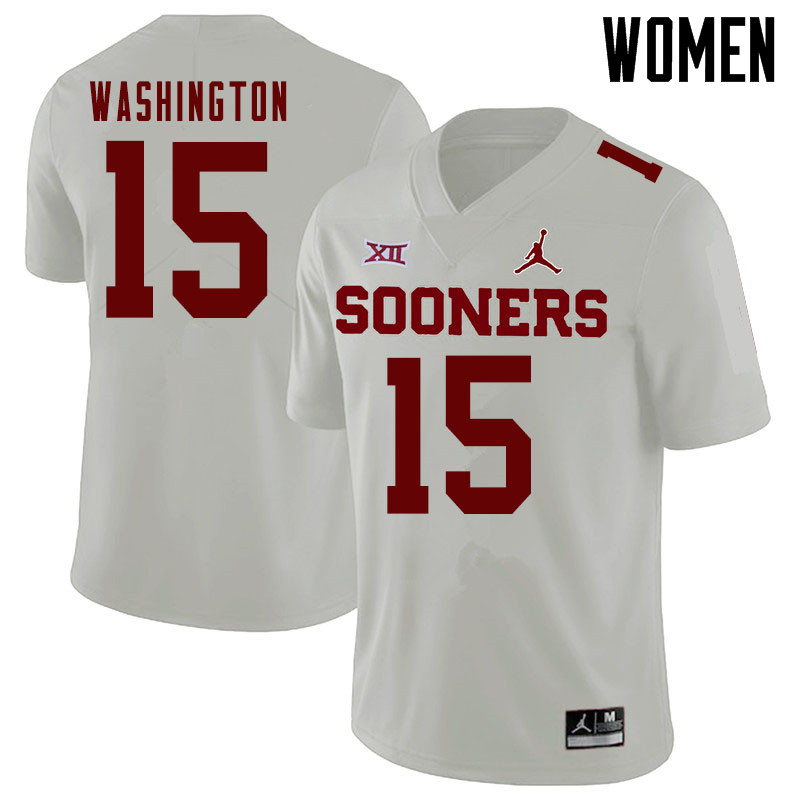 Jordan Brand Women #15 Bryson Washington Oklahoma Sooners College Football Jerseys Sale-White
